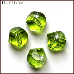 Imitation Austrian Crystal Beads, Grade AAA, Faceted, Polygon, Yellow Green, 8mm, Hole: 0.9~1mm(SWAR-F085-8mm-17)