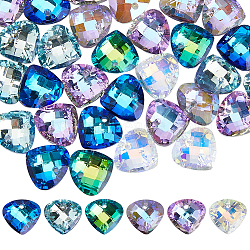 48Pcs Electroplated Glass Pendants, Teardrop Charms, Back Plated, Faceted, Mixed Color, 12x13x5mm, Hole: 1.2mm(EGLA-HS0001-13)