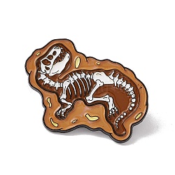 Dinosaur Enamel Pin, Electrophoresis Black Plated Alloy Lapel Pin Brooch for Backpack Clothes, Dark Goldenrod, 27x37.5x1.5mm(JEWB-E016-08EB-03)