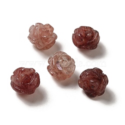 Natural Strawberry Quartz Carved Flower Beads, Rose, 8.5~10x10x10.5mm, Hole: 1mm(G-O156-B-22)