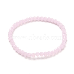 Faceted Glass Rondelle Beads Stretch Bracelet for Kid, Imitation Jade Glass Bracelet, Pink, 4x3.5mm, Inner Diameter: 1-7/8 inch(4.8cm)(BJEW-JB06807-20)