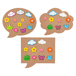 3Pcs 3 Styles Speech Bubble Shape Cork Memo Board Sets, Wall-Mounted Bulletin Board, Peru, 248~250x300x8mm, 1pc/style(DIY-WH0504-933)