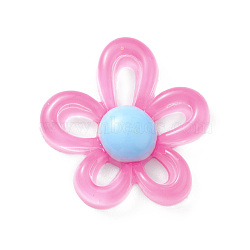 Translucent Resin Cabochons, Hollow Flower, Flamingo, 28.5x28x6.8mm(RESI-K021-01A)