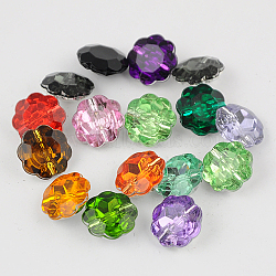 Taiwan Acrylic Rhinestone Buttons, Faceted, 1-Hole, Flower, Mixed Color, 13x6mm, Hole: 1mm(BUTT-F021-13mm-M)