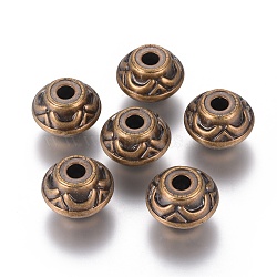 CCB Plastic Beads, Rondelle with Flower, Antique Bronze, 20.5x14.5mm, Hole: 5mm(CCB-G006-068AB)