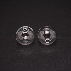 Glass Micro Beads Containers, One Hole, Half Drilled, Round, Clear, 25.5x24.5mm, Hole: 4~4.5mm(GLAA-WH0031-13)