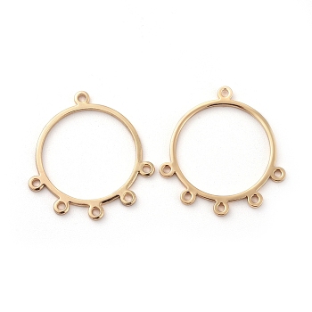 Brass Chandelier Component Links, Ring, Real 18K Gold Plated, 25.5x23.5~24x1mm, Hole: 1.2mm