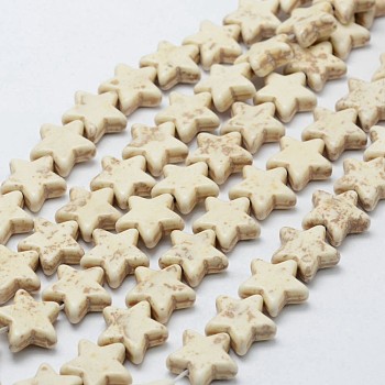 Synthetic Magnesite Bead Strands, Star, 15.5x15.5x5.5mm, Hole: 1mm, about 31pcs/strand, 14.9 inch