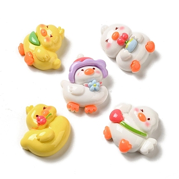 Opaque Resin Decoden Cabochons, Cartoon Duck Mixed Shapes, Mixed Color, 22.5~27x20~27x10.5~11.5mm