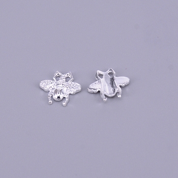 Alloy Cabochons, Nail Art Decoration Accessories for Women, Bees, Silver, 11.5x11.5x2.5mm