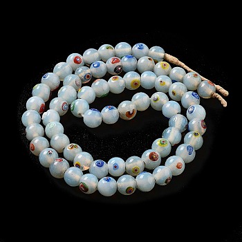 Handmade Lampwork Beads, Round, Azure, 11~11.5x10~11mm, Hole: 1.8mm, about 64~67pcs/strand, 25.71''(65.3cm)