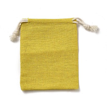 Rectangle Cloth Packing Pouches, Drawstring Bags, Yellow, 11.8x8.75x0.55cm