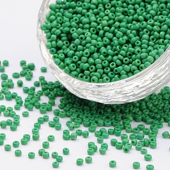 Glass Seed Beads, Opaque Colours Seed, Round, Pale Green, Size: about 2mm in diameter, hole:1mm, about 6666pcs/100g