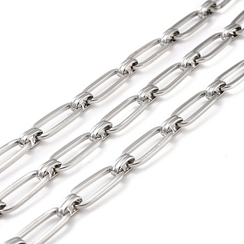 304 Stainless Steel Link Chains, Long-Lasting Plated, Unwelded, Oval, with Spool, Stainless Steel Color, Link: 10x6x3mm, 23.5x9x2mm