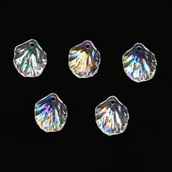 Electroplate Acrylic Pendants, AB Color Plated, Shell, Clear AB, 20x17.5x4mm, Hole: 1.6mm