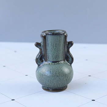 Ancient Chinese Style Mini Ceramic Floral Vases for Home Decor, Small Flower Bud Vases for Centerpiece, Medium Aquamarine, 47x47x70.5mm