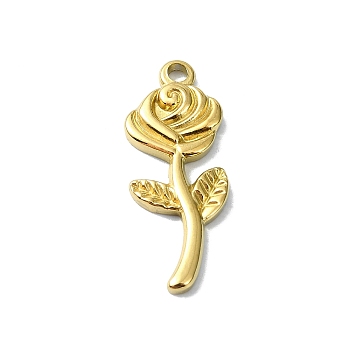 Ion Plating(IP) 304 Stainless Steel Pendants, Real 18K Gold Plated, Flower, 24x9x2mm, Hole: 1.8mm