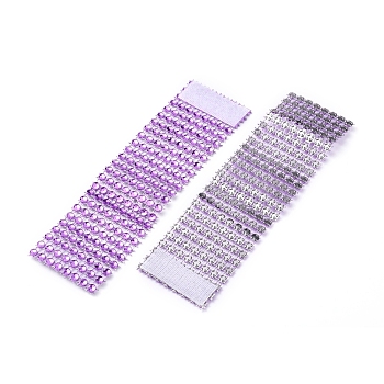 8 Rows Plastic Rhinestone Napkin Rings, Napkin Holder Adornment, for Wedding Home Decoration, Medium Orchid, 138x39.3x2.5mm