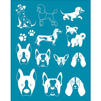 Silk Screen Printing Stencil, for Painting on Wood, DIY Decoration T-Shirt Fabric, Dog Pattern, 100x127mm