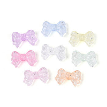 Transparent Crackle Acrylic Beads, Bowknot, with Glitter Powder, Mixed Color, 11.5x7.5x5mm, Hole: 1.8mm, about 909pcs/500g
