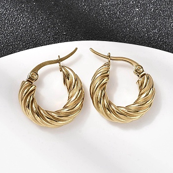 304 Stainless Steel Twist Ring Hoop Earrings, Ion Plating(IP), Golden, 18x4.8mm