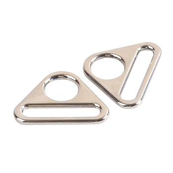 Alloy Adjuster Triangle with Bar Swivel Clips, D Ring Buckles, Platinum, 24.5x32.5x2.2mm