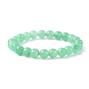 Dyed Natural Green Aventurine Beads Stretch Bracelets, Round, 2-1/8 inch(5.3cm)