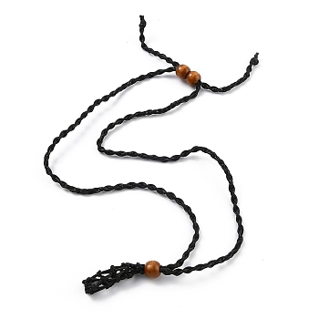 Necklace Makings, with Wax Cord and Wood Beads, Black, 28-3/4 inch(73~76cm)