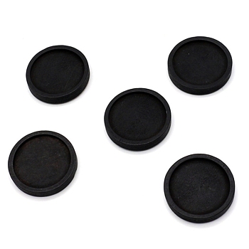 Natural Wood Cabochon Settings, Flat Round, Black, Inner Diameter: 25mm