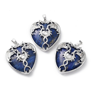 Platinum Heart Lapis Lazuli Pendants