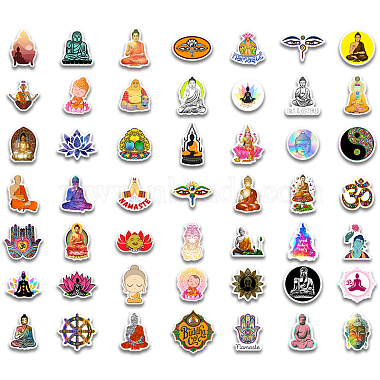 100Pcs Buddhism Lotus Stickers for Laptop Motorcycle Bicycle Skateboard Luggage Decal Graffiti Patches(STIC-PW0002-087)-3