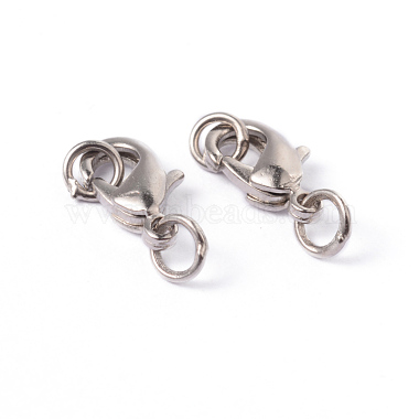 Brass Lobster Claw Clasps with Jump Rings(EC901-NFLFP)-2