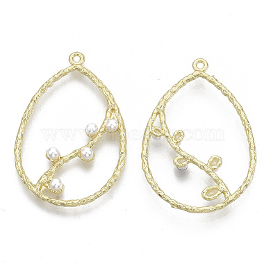 Light Gold White Teardrop Alloy+Other Material Pendants