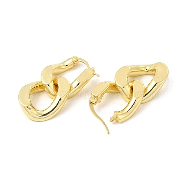 Boucles d'oreilles créoles ovales à double emboîtement en laiton pour femme(EJEW-E275-05G)-2