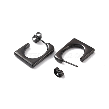 Ion Plating(IP) 304 Stainless Steel Rectangle Stud Earrings(EJEW-P198-03EB)-2