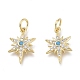 Brass Micro Pave Clear Cubic Zirconia Charms(X-ZIRC-Q024-02G)-2