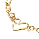 Heart Brass Micro Pave Clear Cubic Zirconia Cable Chain Bracelets For Women Girl(BJEW-L696-011G)-2