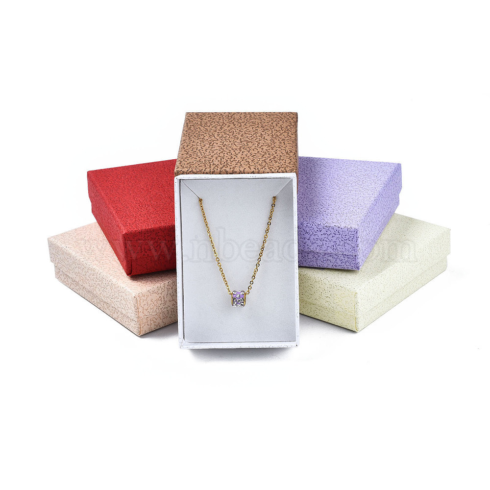 12pc Cardboard Jewelry Set Box Bracelets Necklace Rectangle Tan Display Case 