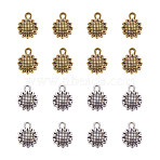Alloy Tibetan Silver Charms, Sunflower, Antique Silver & Antique Golden, 12x9x2mm, Hole: 1mm, 200pcs/box(PALLOY-NB0001-39)