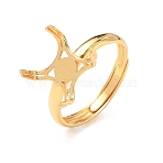 Adjustable 925 Sterling Silver Ring Findings, Prong Ring Settings, with S925 Stamp, Golden, US Size 8 1/2(18.5mm), Tray: 11.5x11.5.(STER-WH0018-10G)