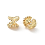 Brass Micro Pave Clear Cubic Zirconia Beads, Hourglass Shape, Rack Plating ,Long-Lasting Plated, Lead Free & Cadmium Free, Real 18K Gold Plated, 13x12mm, Hole: 2.3mm(CU-CBA9FFD-09G)