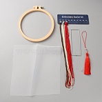 DIY Bookmarks Embroidery Kits, Including Fabric, Embroidery Thread & Needles, Plastic Embroidery Hoop, Red, Thread: 1.2mm, 3 Colors(DIY-WH20059-26A)