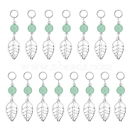 4Sets Leaf Tibetan Style Alloy Pendants, with Natural Green Aventurine Beads and 304 Stainless Steel Jump Rings, Antique Silver, 46x12mm, Hole: 6mm, 40pcs/box(FIND-UN0002-74)