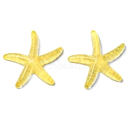 Translucent Resin Sea Animal Cabochons, Glitter Starfish, Champagne Yellow, 37x39x6mm(RESI-B016-01A)