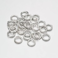 Brass Open Jump Rings, Silver Color Plated, 20 Gauge, 5x0.8mm, Inner Diameter: 3.4mm, about 2125pcs/100g(X-KK-E647-17S-5mm)