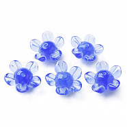 Handmade Lampwork Beads, Flower, Royal Blue, 14.5~15.5x15~16x7~8mm, Hole: 1.5mm(LAMP-T011-10H)