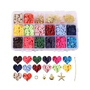 DIY Jewelry Kits, with Handmade Polymer Clay Heishi Beads, Alloy Pendants, Elastic Thread, Brass Spacer Beads & Ball Head Pins & Jump Rings, Scissors, Golden, 8x0.5~1mm, Hole: 2mm, about 1400~1820pcs/set(DIY-SZ0001-04-8mm)