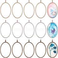 Rack Plating Alloy Open Back Bezel Pendants, For DIY UV Resin, Epoxy Resin, Pressed Flower Jewelry, Oval, Mixed Color, 39x23.8x3.5mm, Hole: 2.8mm(PALLOY-OC0001-11)
