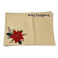 Merry Christmas Red Flower Placemat Table Mat Desktop Decoration, Wheat, 334x460x2mm(AJEW-XCP0002-53)