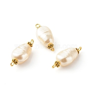 Acrylic Links, with Acrylic Imitation Pearl Beads, Iron Pins and Alloy Spacer Beads, White, Antique Golden, 25x10.5x8mm, Hole: 1.6mm(PALLOY-JF00770)